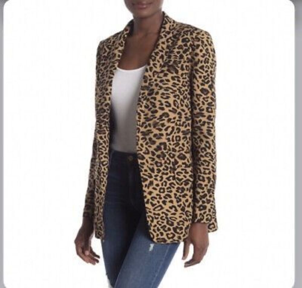 ASTR The Label Leopard Print Open Front Blazer Size Small